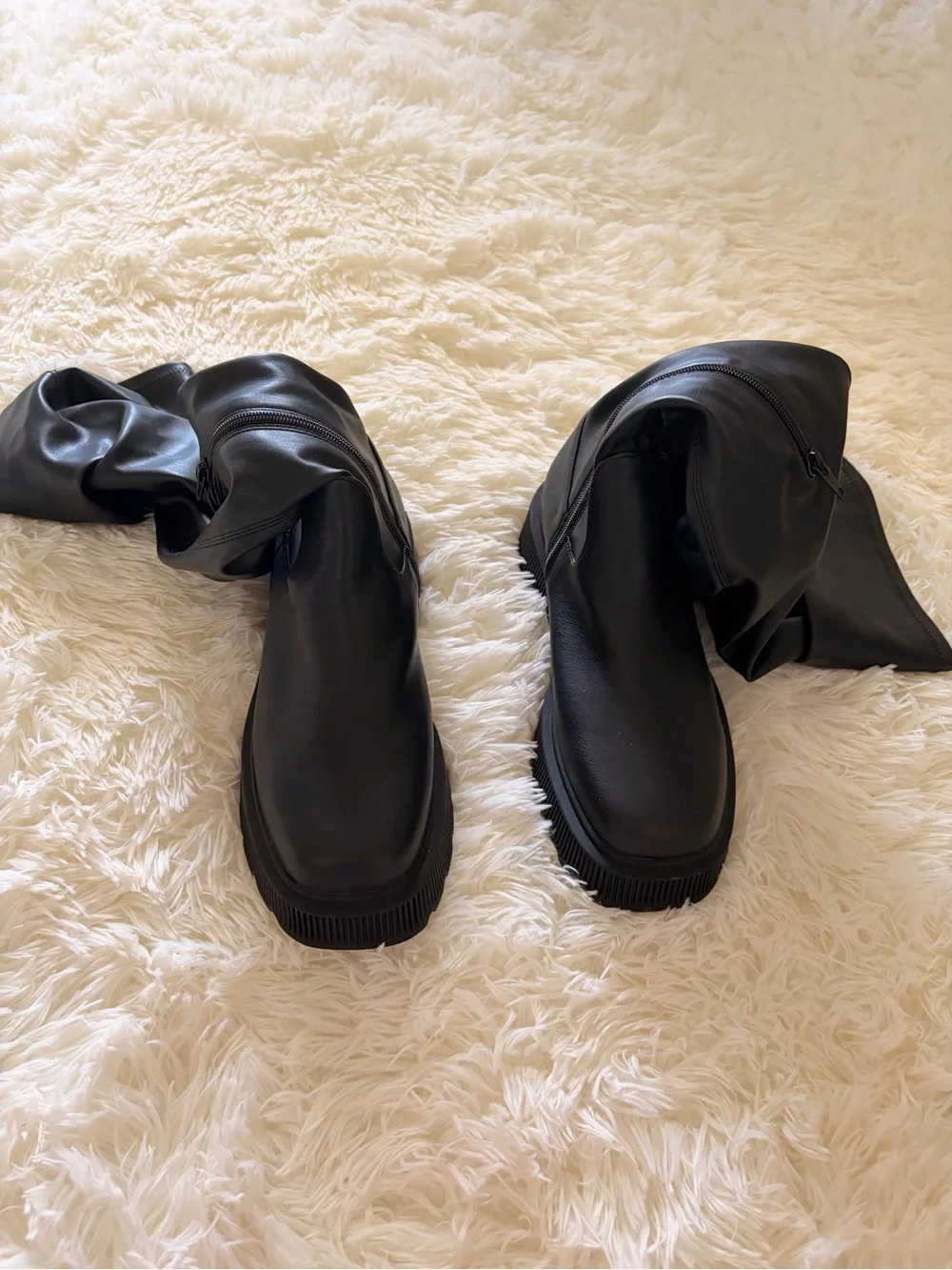 Over the Knee Black Leather Boots